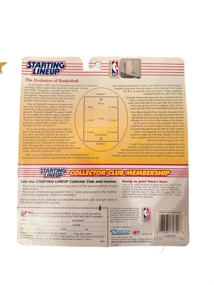 Vintage 1998 Kobe Bryant Starting Lineup Collectible Action Figure