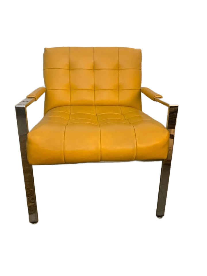 Vintage Milo Baughman leather and chrome chair