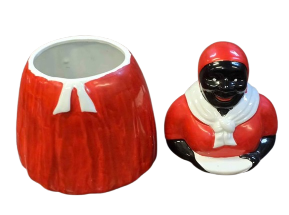 Vintage Collectible Ceramic Americana Red & White Cookie Jar