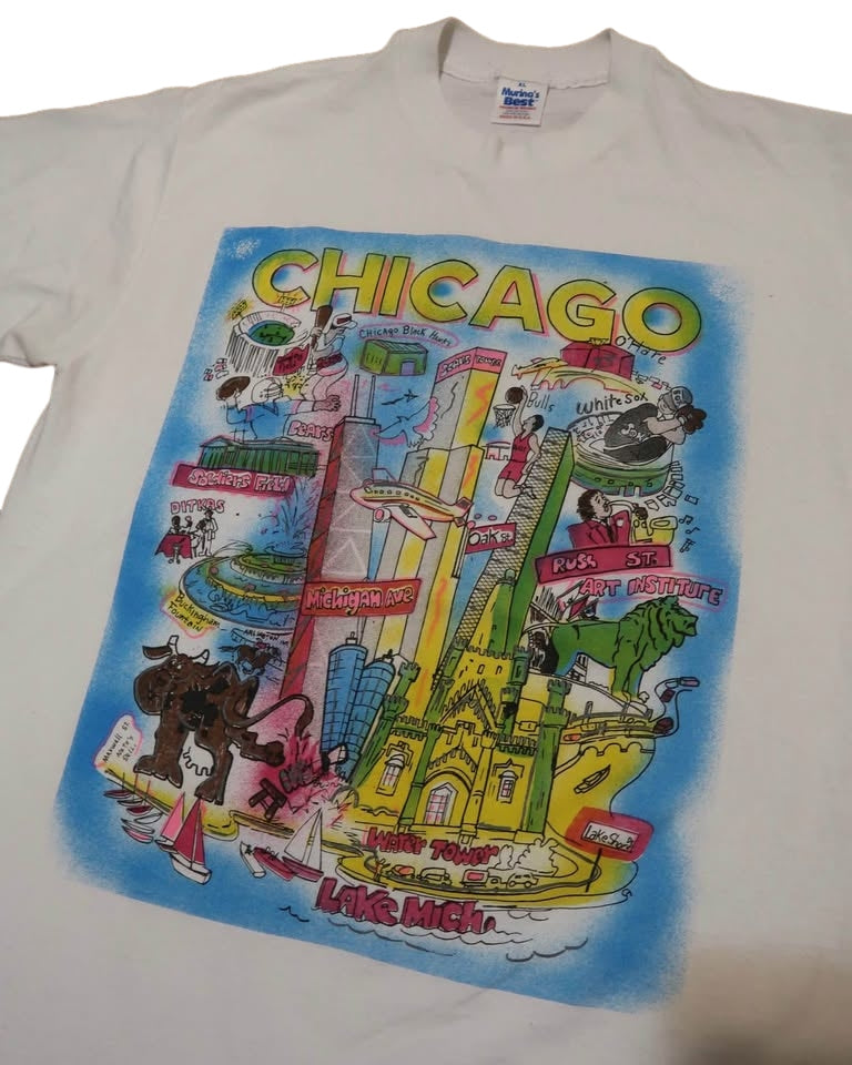 Vintage Screenstars Chicago City Graphic Short Sleeve T-Shirt Adult XLarge