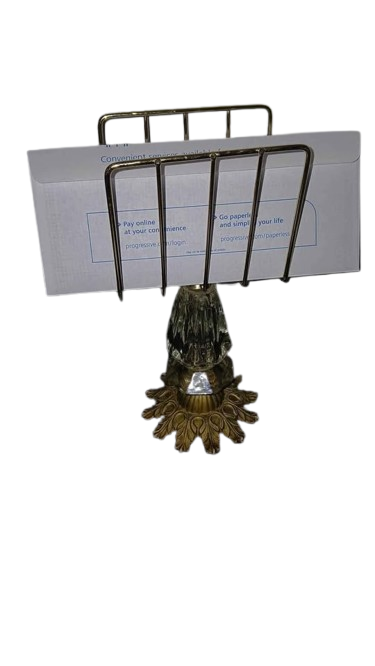 Antique Vintage Original 1950s Crystal and Brass Stand