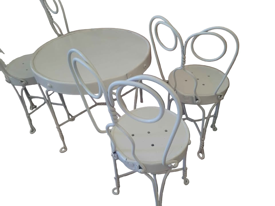 Vintage Ice-cream Table + 4 Chairs, Doll Size