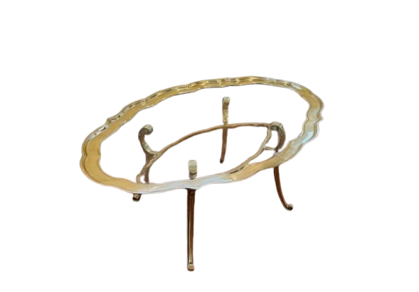 Vintage Scalloped Brass Coffee Table