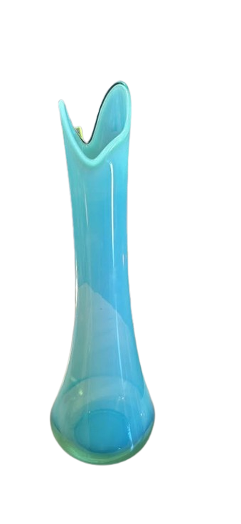 RARE LE L.E. Smith Mint Opalescent MCM Smoothie Swung Vase! 20.5”