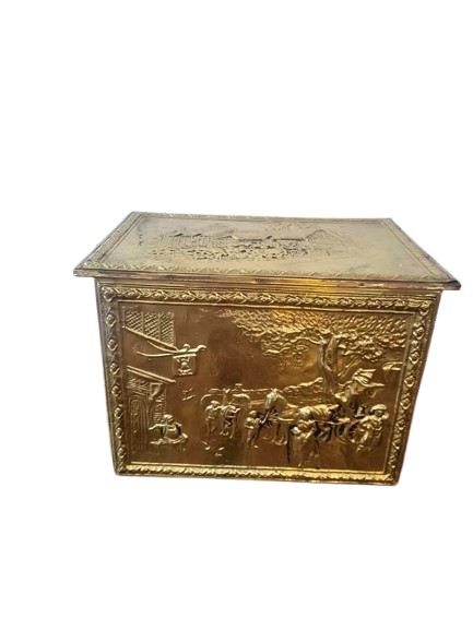 1920s Embossed Brass Box
