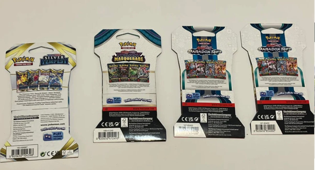 Sword & Shield—Silver Tempest expansion and three packs from the Scarlet & Violet—Temporal Forces expansion