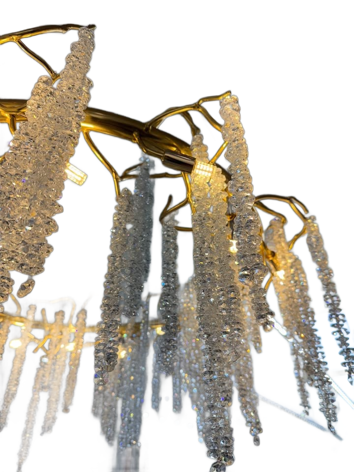 10x Dimmable LED Gold Chandeliers with Crystals - (3.3ft x 1.3ft)