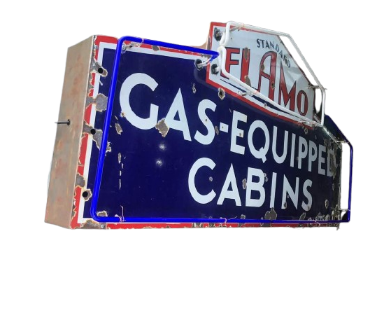 Standard Flamo sign advertising "Gas-Equipped Cabins