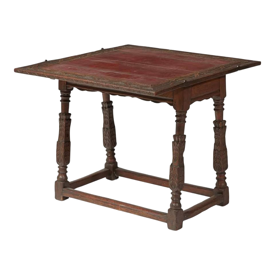 Baroque Revival oak table with flip top