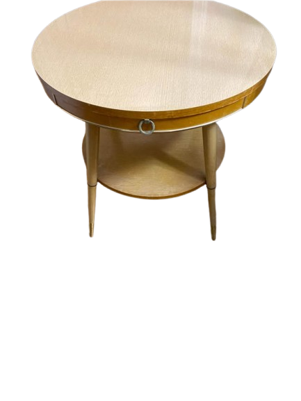 1950’s Antique/ Vintage Blonde Two Tier Table With Gold Tips On Legs