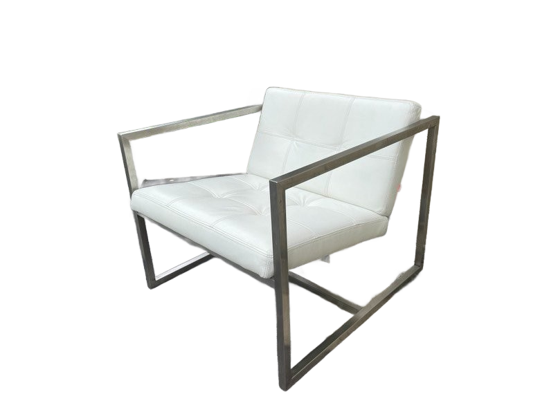 Gus Modern Furniture Silver Chrome White Modern Accent Lounge Chair
