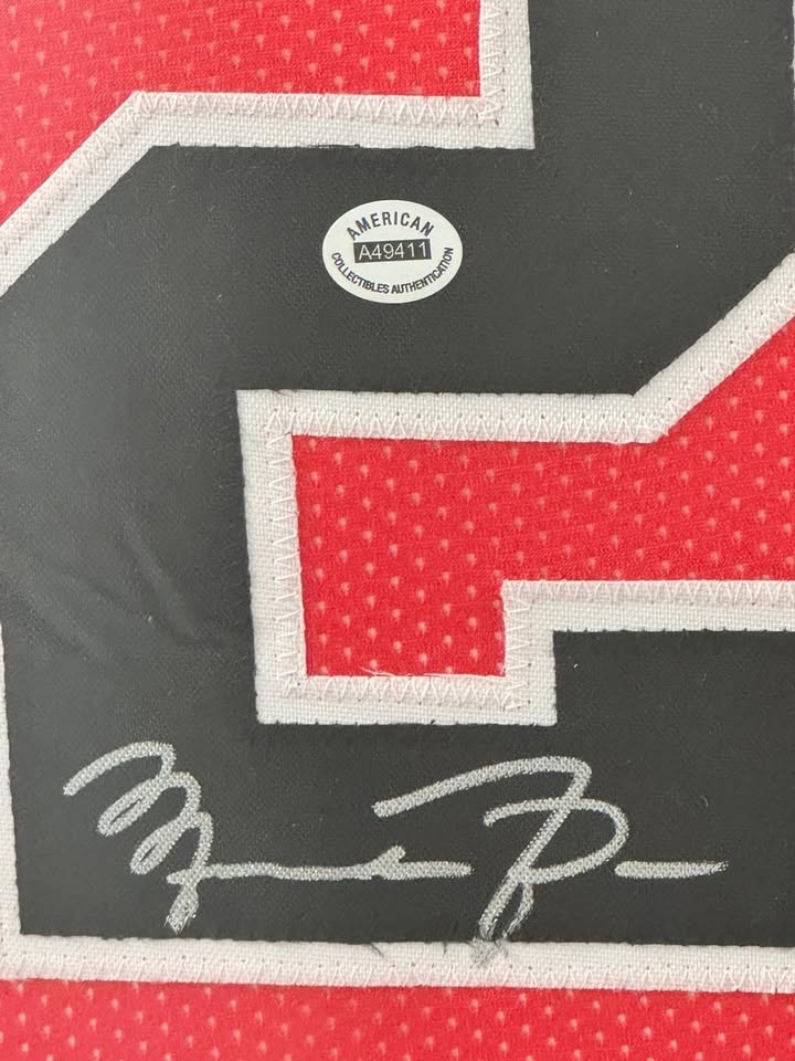 Michael Jordan Signed Jersey Framed W/ COA Chicago Bulls Red Auto Display