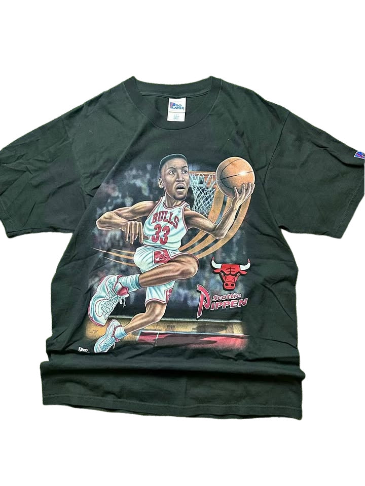 Rare Vintage 90s Y2K Pro Player Chicago Bulls Scottie Pippen Tshirt L made in USA