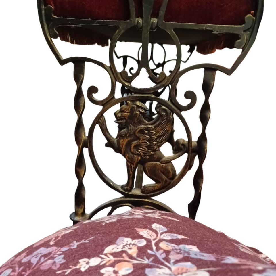 1920's Art Deco period Antique Cast Iron Boudoir or Hall "GRIFFIN" MOTIF Bench