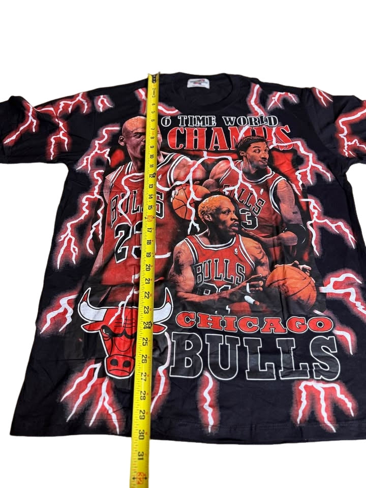 Chicago Bulls Custom Bootleg Screen Printed Shirt Michael Jordan Pippen Size XL