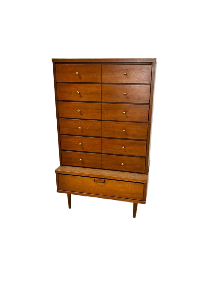 Rare and Awesome Vintage cabinet, two piece . tapered legs, mid-century modern drawer unit,
