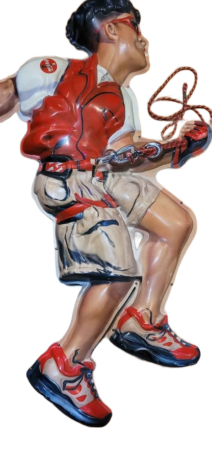 Vintage Coca-Cola 3-D Plastic Mountain Rock Climber Advertising Sign w\ Rope
