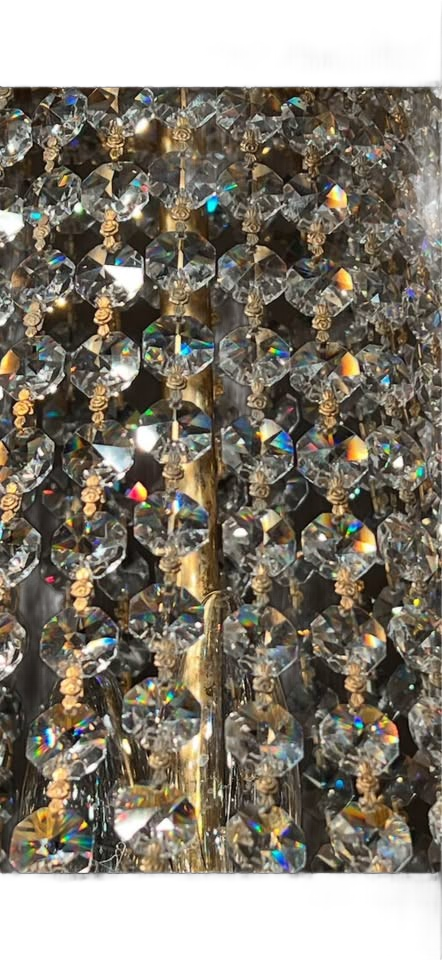 Vintage Chandelier Spanish Brass &Austrian Crystal