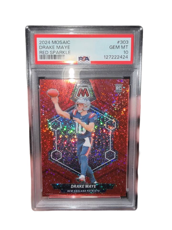 2024 Mosaic: PSA 10 Drake Maye Red Sparkle Prizm RC #303 - POP 5 - Patriots