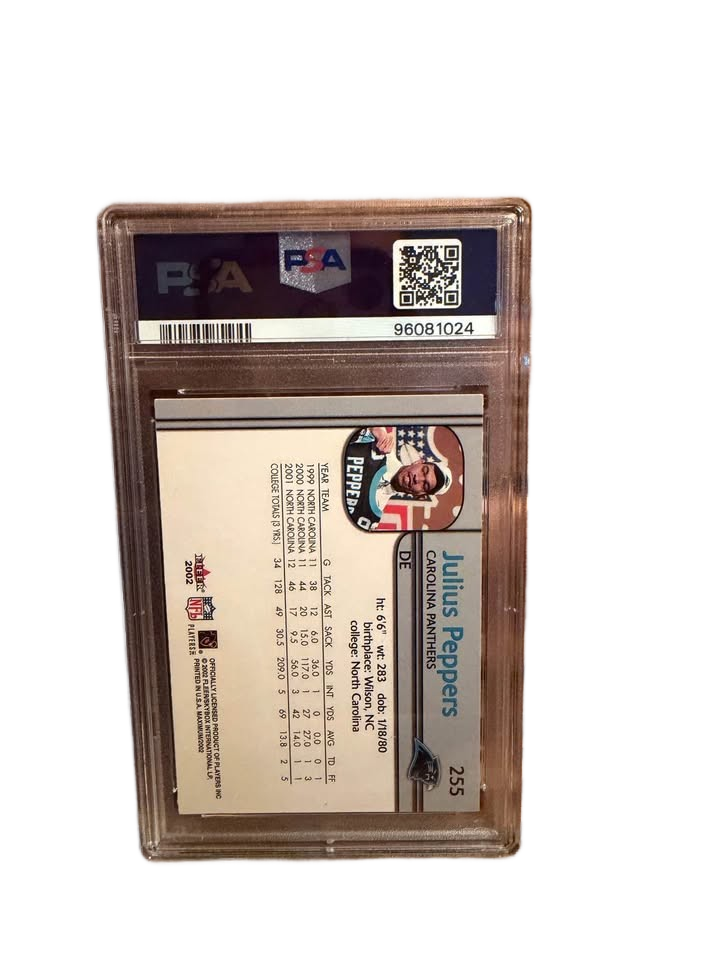 2002 Fleer Maximum Julius Peppers PSA 8 Football Serial Numbered Card