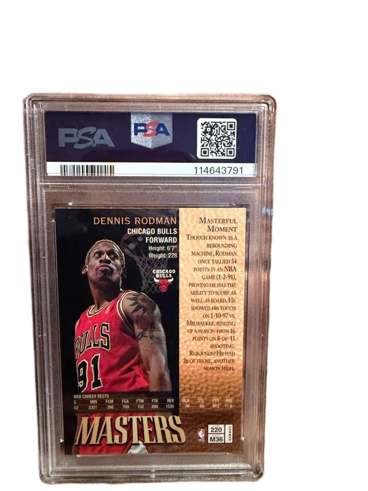 1997 Masters Finest Dennis Rodman PSA 8 Basketball Card