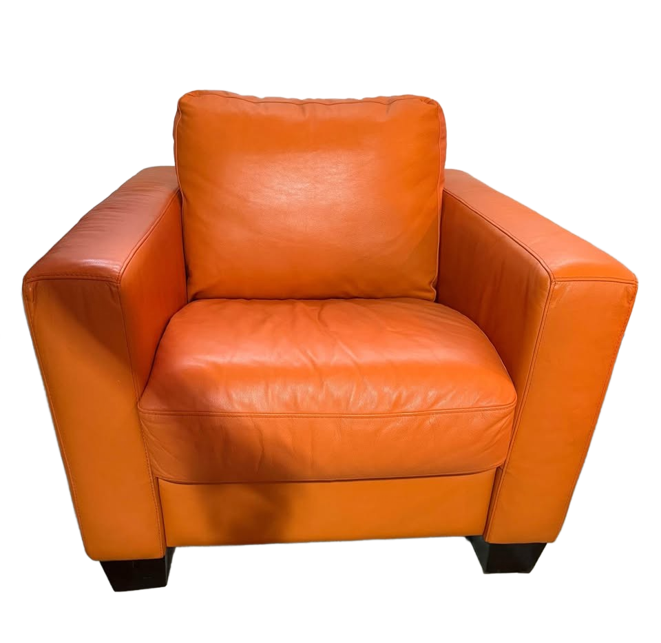 Italian leather loveseat and accent chair