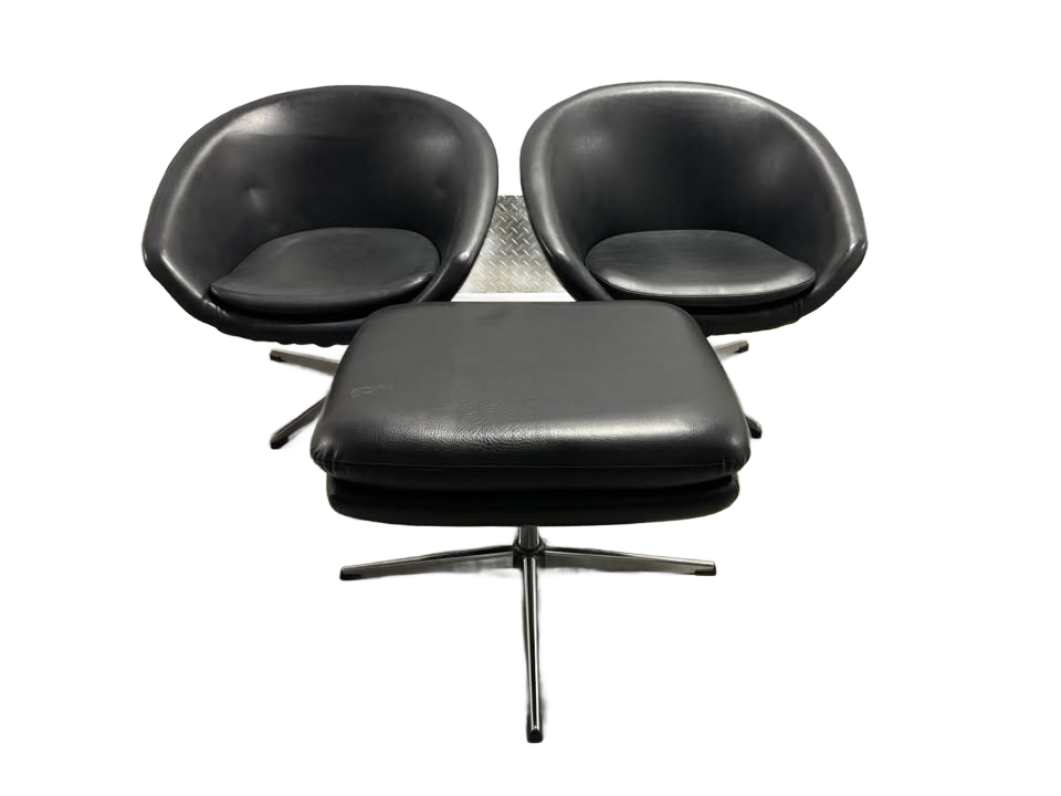 MCM Swedish Overman Pod Chair Set w/ Ottoman
