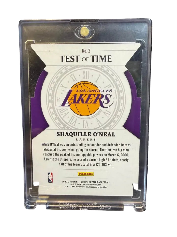 2022-23 Panini Crown Royale Shaquille O'Neal Test of Time gold /10 Lakers