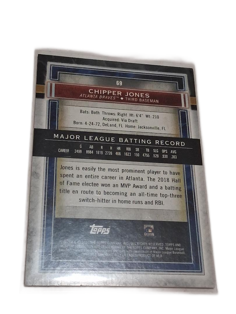 2020 Topps Museum Collection Sapphire Chipper Jones #69 HOF