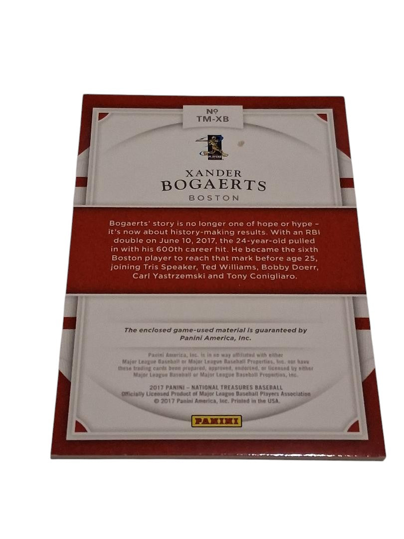 XANDER BOGAERTS 87/99 Jersey GAME USED 2017 National Treasures RED SOX