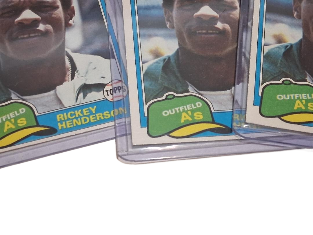 1981 Topps #261 Rickey Henderson OFF CENTER Card Lot of 3