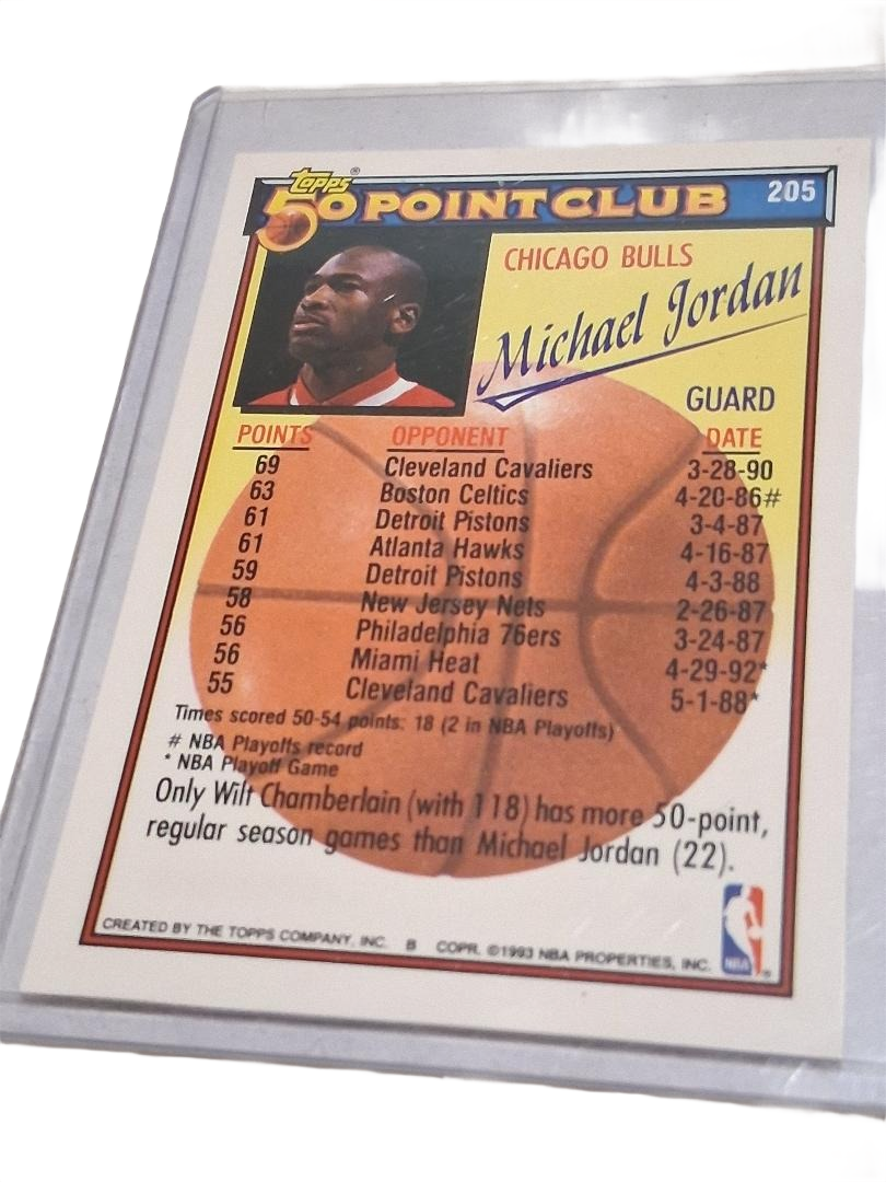 1992-93 TOPPS MICHAEL JORDAN #205 50 POINT CLUB CHICAGO BULLS