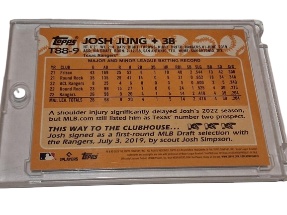 JOSH JUNG - 2023 Topps Series 1 - 1988 Topps Baseball #T88-9 - Rangers (RC)