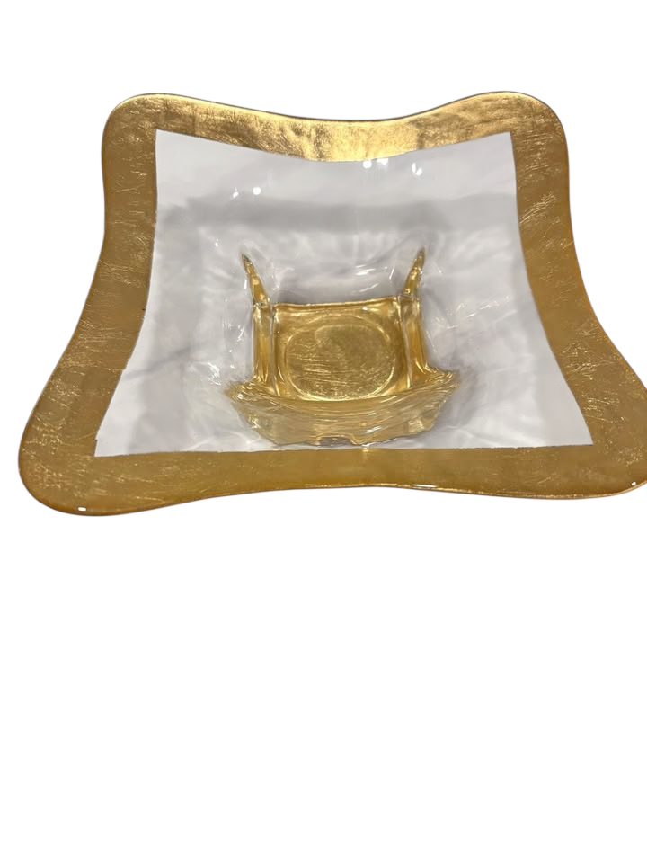 Gold leaf abstract decorative bowl