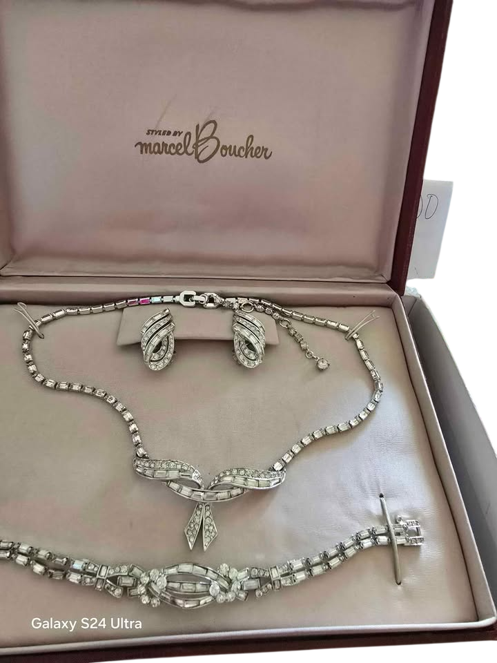 Vintage Signed Marcel Boucher Parure In it Original Box. No Ring In jewelry Set.