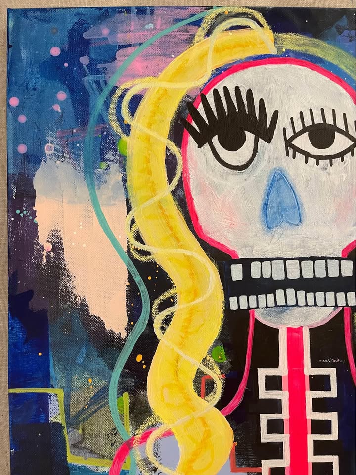 Original Abstract Expressionist Painting For Sale By Artist, 20"x24" electic wall decor