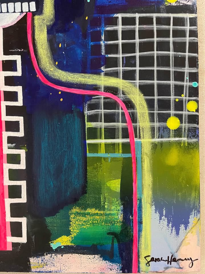 Original Abstract Expressionist Painting For Sale By Artist, 20"x24" electic wall decor