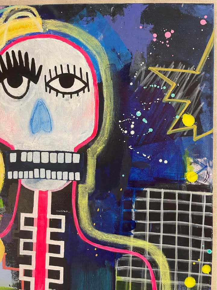 Original Abstract Expressionist Painting For Sale By Artist, 20"x24" electic wall decor