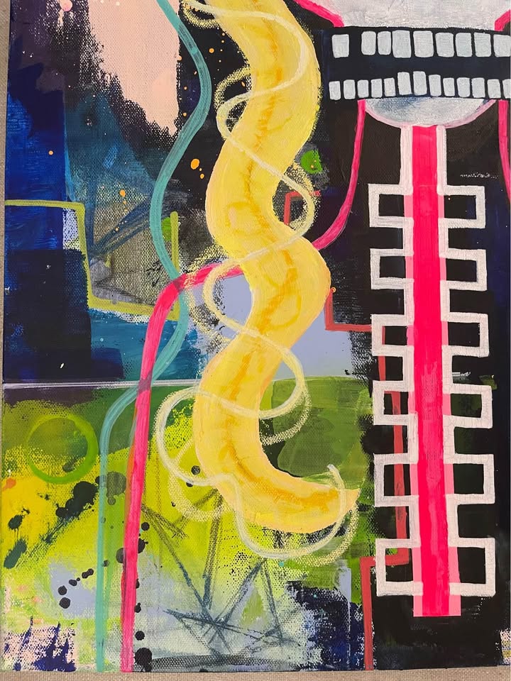 Original Abstract Expressionist Painting For Sale By Artist, 20"x24" electic wall decor