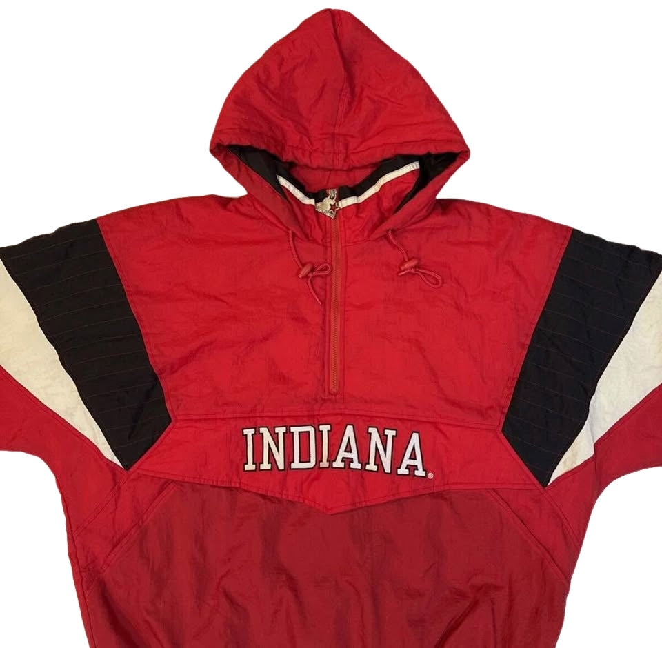Vintage 90s NCAA Starter Indiana University Hoosiers Pullover Jacket Sz XL