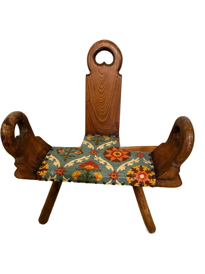 Early antique birthing chair