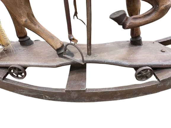 1900’s Antique Rocking Horse on Removable Wheeled Platform