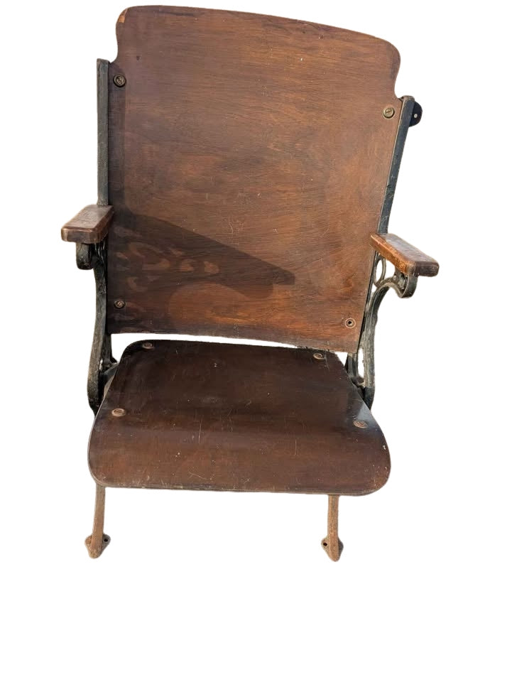 Vintage cast iron and wood theater chair