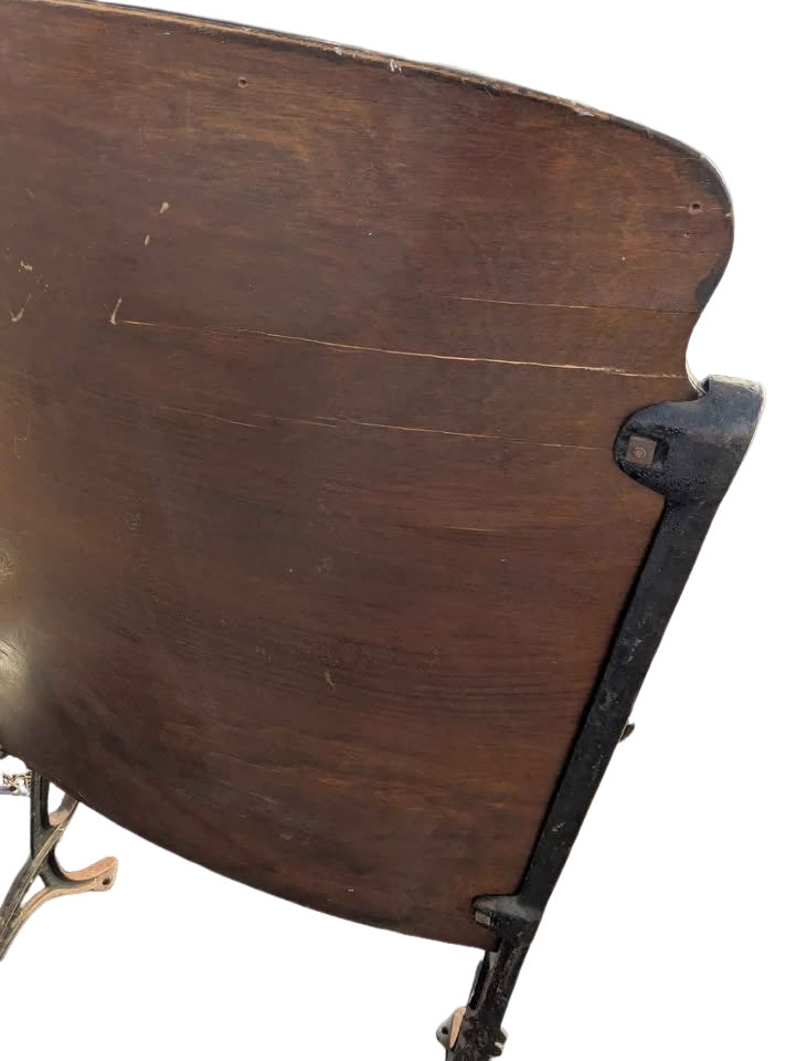 Vintage cast iron and wood theater chair