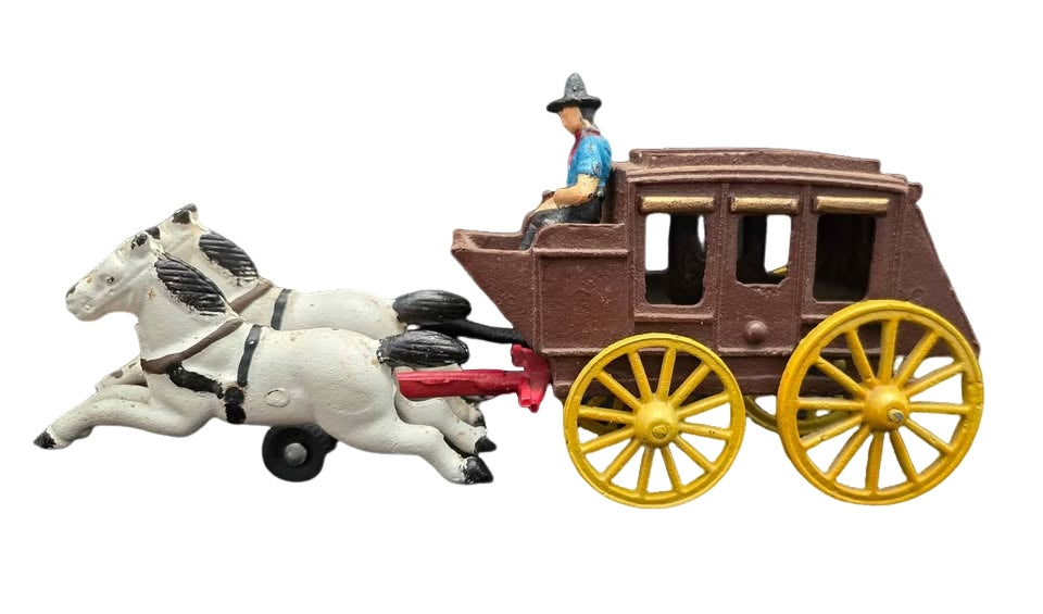 Vintage cast Iron horse and buggy toys