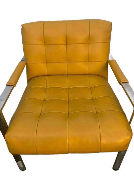 Vintage Milo Baughman leather and chrome chair