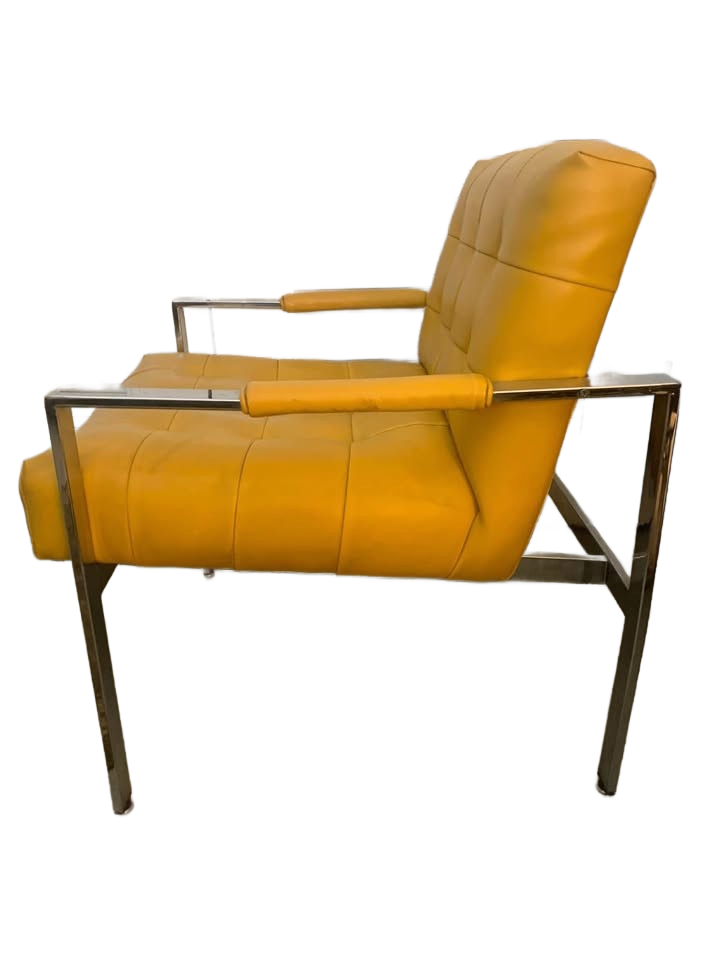 Vintage Milo Baughman leather and chrome chair