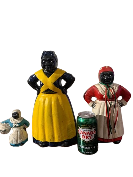 Collection of Antique Vintage Aunt Jemima Cast Iron banks and door stop