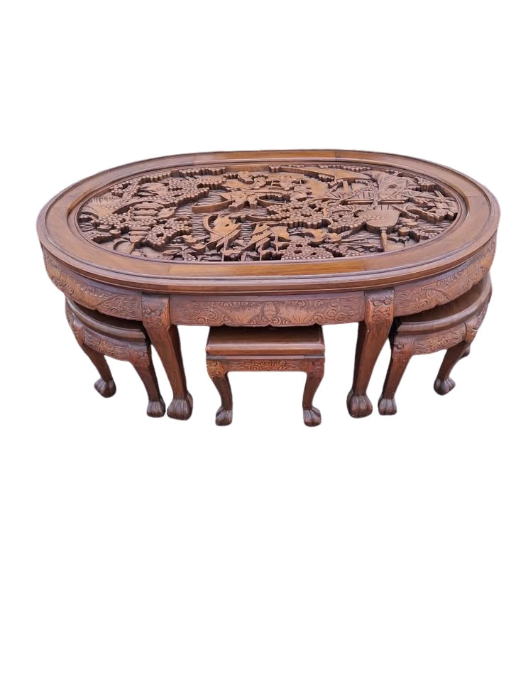 CHINESE 7 PIECE TEA TABLE SET