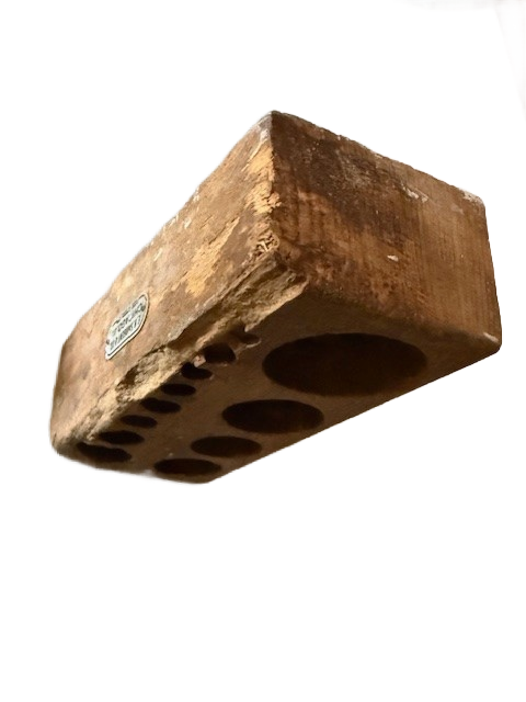 Vintage Brass Scale Weight Set with Solid Wood Holder